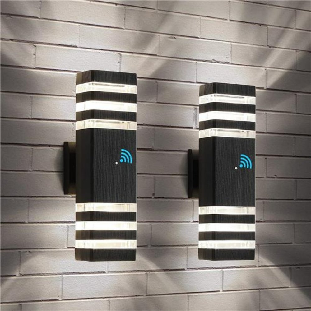Dusk to Dawn Outdoor Wall Lights, Modern Exterior Light Matte Black, 2 Pack